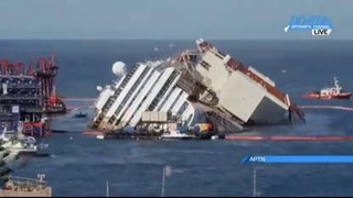 Как поднимали лайнер Costa Concordia – видео операции, сжатое в одну минуту