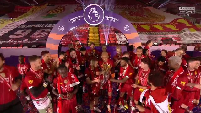 Liverpool FC Premier League Trophy 2020 Celebration