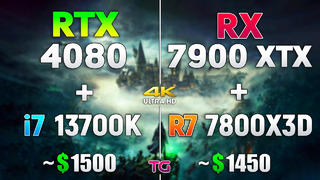 RX 7900 XTX + Ryzen 7 7800X3D vs RTX 4080 + i7 13700K – Test in 8 Games