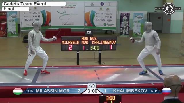Cadets European Championships Final Men Sabre Team Hungary vs Russia