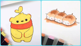 SATISFYING KAWAII ART! HOW TO DRAW KAWAI EASY WITH MARKERS! SIMPLE DRAWING IDEAS FOR BEGINNERS
