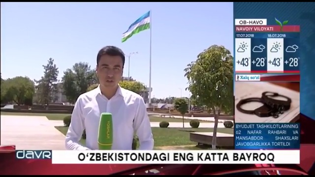 Toshkent markazida O‘zbekistondagi eng katta bayroq o‘rnatildi