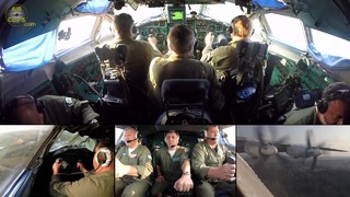 Слаженная работа членов экипажа заходящего на посадку Ан-22 Антей