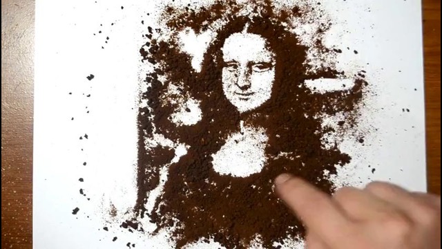 Рисуем портрет Моно Лизы с помощью Кофейных зернышек