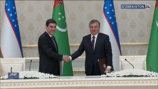 Turkmaniston prezidenti davlat tashrifi bilan O‘zbekistonga keldi (23.04.2018)