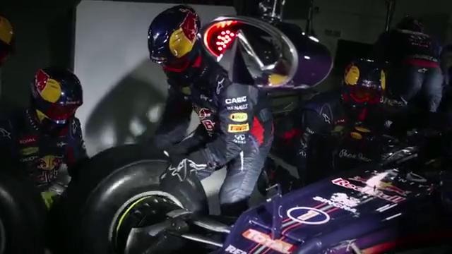 Двухминутный пит-стоп команды Формулы-1 Red Bull в слоу-моушн