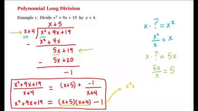 5 – 10 – Polynomial Long Division (10-12)