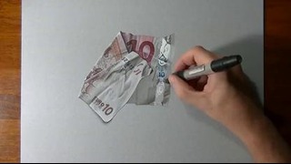 Как нарисовать скомканную купюру 10 евро
