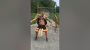Ocrcaroline climbs up her partner-in-prime for this epic stunt