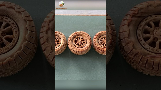 How a craftsman makes a car wheel out of wood #woodcarving #woodworking #woodart #woodencar #wheels