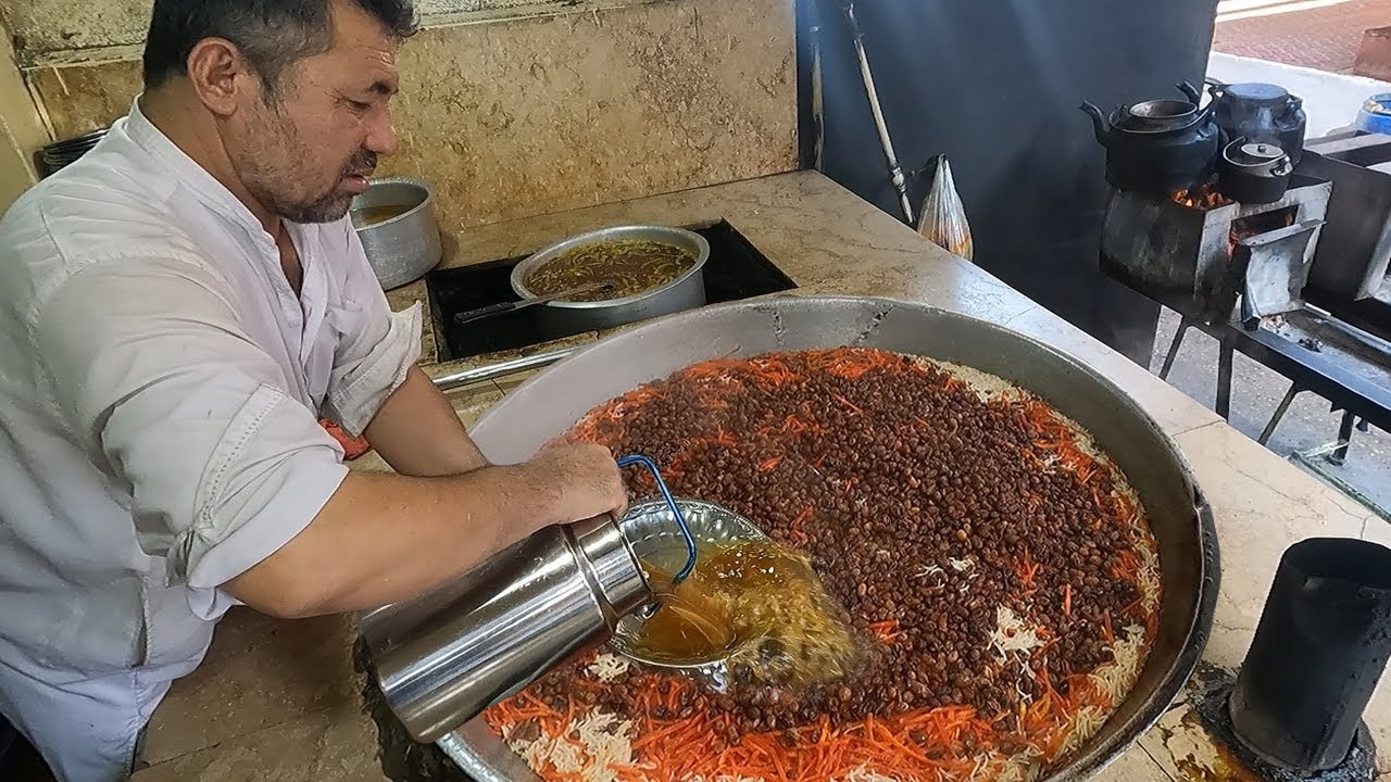 Kabuli Pulao Recipe. 120 KG Afghani Meat Pulau Prepared. Street Food Qabili  Plav. PESHAWARI CHAWAL