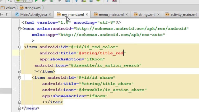 Android Studio Tutorial – 23 – Handling Click Events of Options Menu