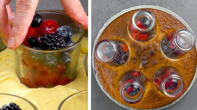 Простой трюк с пустыми стаканами придает торту потрясающий вид