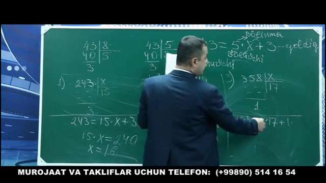 3 dars qoldiqli bo`lish