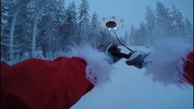 Видеоблогер прокатился на сноуборде с помощью дрона