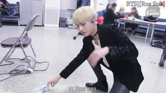 Rus Sub [BANGTAN BOMB] V’s new game (Feat. a water bottle)