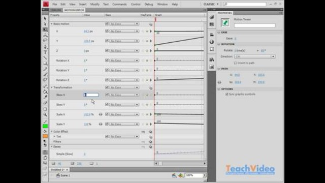 35 Adobe Flash CS4 – Изменение свойств анимации с помощью Motion Edotor