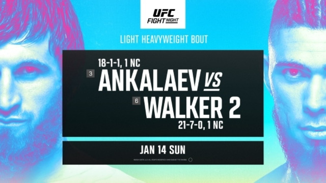 UFC Fight Night 234: Ankalaev vs. Walker 2 (Основной кард) 14.01.2023 | Магомед Анкалаев – Джонни Уокер
