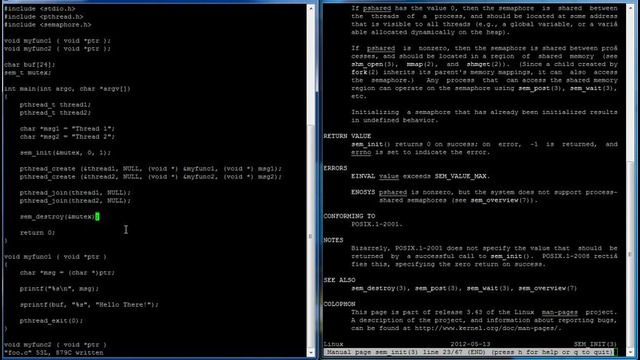 C Programming in Linux Tutorial #046 – Semaphore pthread
