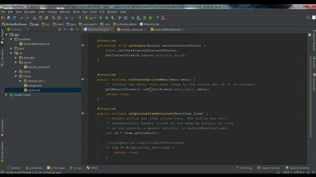 Android Studio Tutorial – 57 – Adding the Action Bar