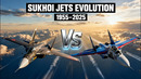 Sukhoi Jets Evolution (1955–2025) — From Su-7 to Su-57 & Su-75 Checkmate