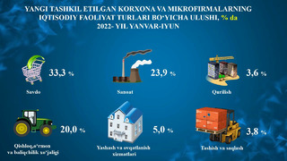 Xorazm viloyatida kichik biznes va tadbirkorlik (2022-yil yanvar-iyun)