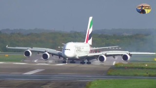 Aeroportga qo‘nayotgan A380 samolyotini kuchli dovul uchirib ketdi