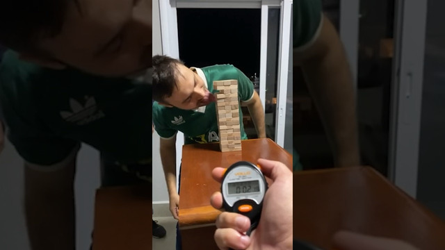 Fastest time to remove five Jenga blocks with the tongue – 7.38 seconds by Renato Bayma Gaia