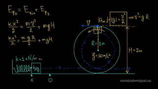 108 Prujinaning potensial energiyasiga oid misol | Ish va energiya | Fizika | Khan Academy Oʻzbek