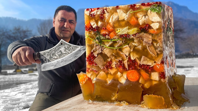 Прозрачный сытный суп с мясом! Зимняя природа в деревне Азербайджана