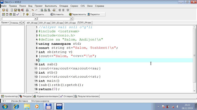 6-C++ da buyruqlar bilan ishlash