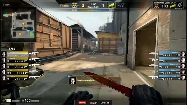 ELEAGUE S1: Na’Vi vs Fnatic (Map 2 train) CS:GO