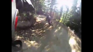 Бешеный спуск на горном велосипеде, снято на GoPro