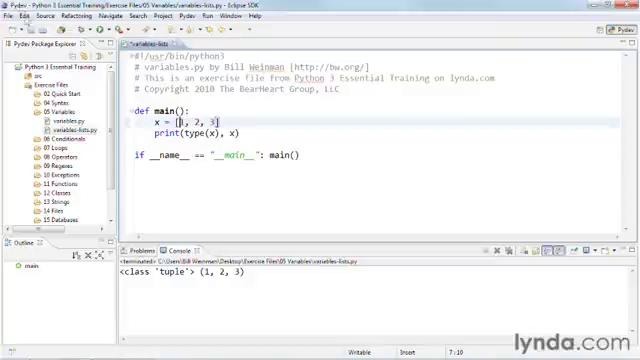 25 Phython Variables Objects and Values Aggregating values with lists and tuples