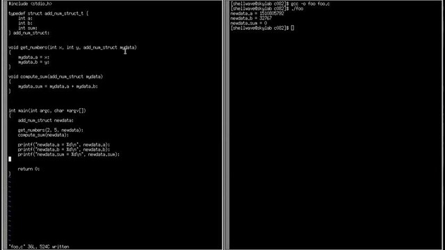 C Programming in Linux Tutorial #082 – Passing struct by value and by reference