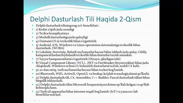 Delphi dasturlash tili haqida. 1-dars
