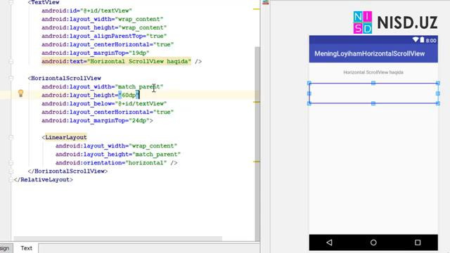 65 – Andoid Studio da – Horizontal ScrollView haqida