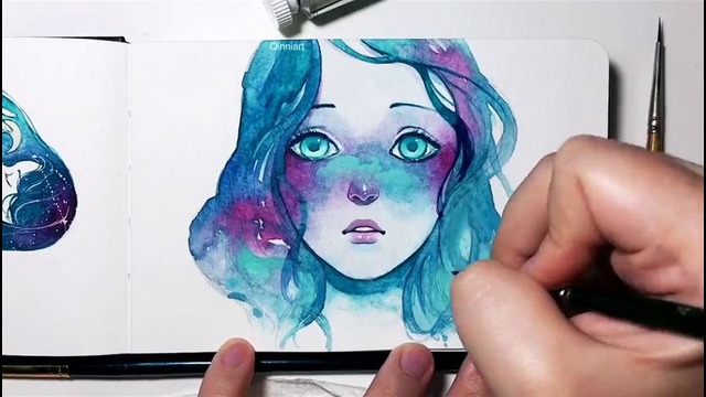 Starred Freckles – Watercolor Gouache Painting Timelapse
