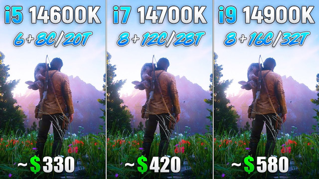 Core i5 14600K vs Core i7 14700K vs Core i9 14900K – Test in 8 Games