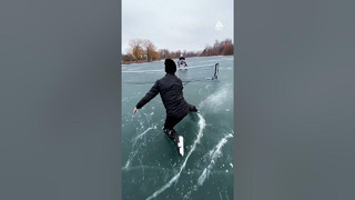 Playing Tennis While Skating on Ice | People Are Awesome #shorts