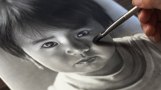 How to draw portrait with charcoal powder – ASMR drawing
