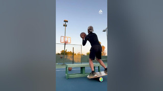 Man Scores Perfect Baskets While Balancing on Indo Board