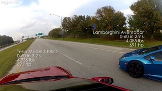 Tesla Model S P85D vs Lamborghini Aventador