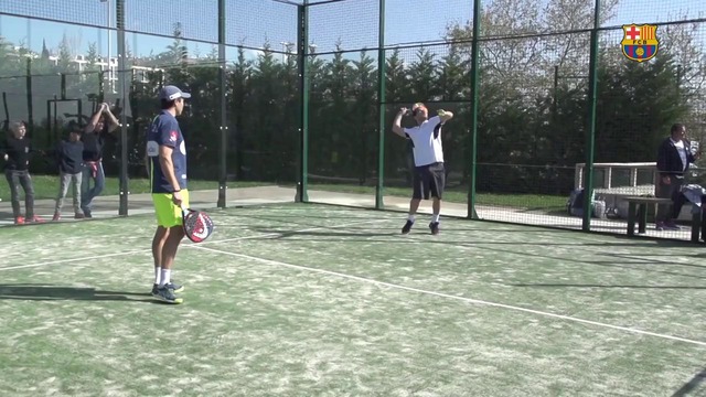 Puyol and Totti take part in paddle tennis doubles game