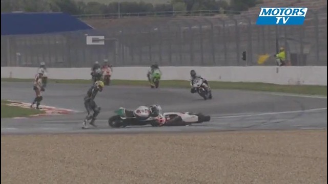 An unusual crash for two race bikes
