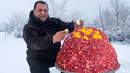 Огромная турецкая пицца с мясом