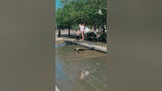 Man Backflips Over Pool of Water! 🤸‍️ #PoolFlip