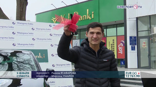 Файзуллаев Фахриддин выиграл Tracker и 25 млн. сумов в лотерее “Шаркона лото