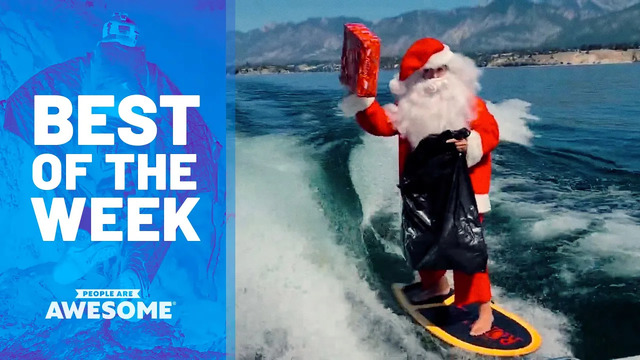 Base Jumping, Hoop Trick Shots on Skis, Surfing Santa & More! | Best of the Week