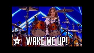 Девочка классно отыграла на ударных музыку Avicii – Wake Me Up на шоу талантов
